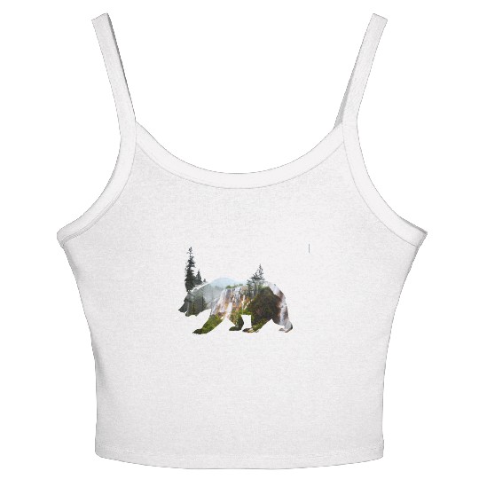 Baer grizzly national parc california nature wood Women's Spaghetti Strap Tank Top