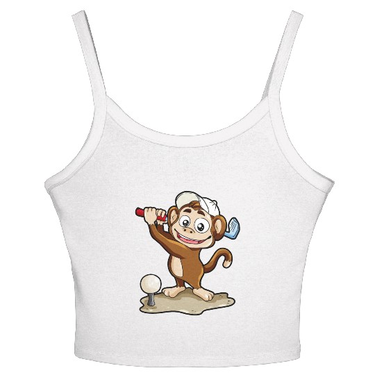 Monkey Playing Golf Minigolf par stroke Women's Spaghetti Strap Tank Top hole