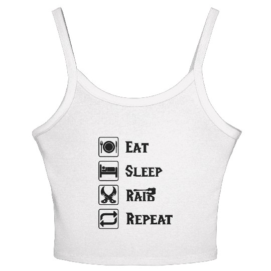 Eat sleep raid repeat world of warcraft present Women's Spaghetti Strap Tank Top