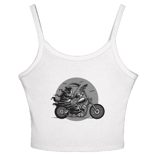 Death Motorcycle Death Grim Reaper Crow Gift Idea Women's Spaghetti Strap Tank Top