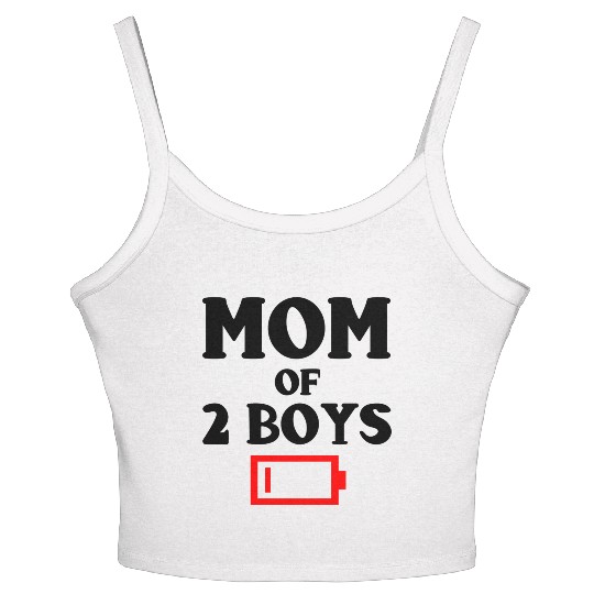 Tired Mom Of 2 Boys Funny Mother Of Two Sons Women's Spaghetti Strap Tank Top