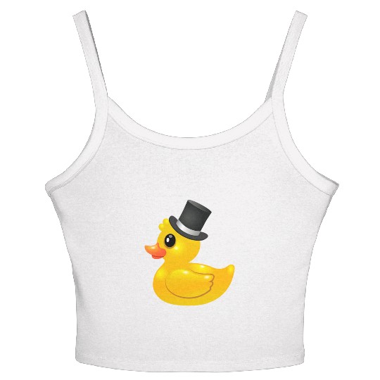 Yellow rubber Duck with topper - Like a sir Women's Spaghetti Strap Tank Top