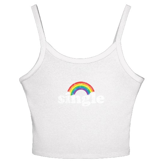 Single Gay Pride Retro Rainbow for Guys Lesbians Women's Spaghetti Strap Tank Top