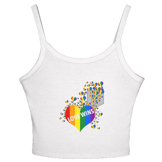 Love Wins Pride LGBTQ Community Pride Month Women's Spaghetti Strap Tank Top