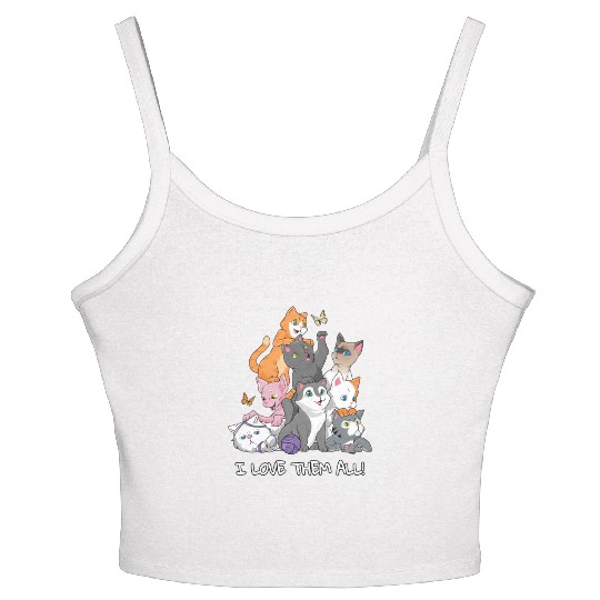 I love them all Cats Gift Maine Coon cat lover Women's Spaghetti Strap Tank Top