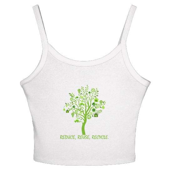 Green Wood Reduce Reuse Recycle Women's Spaghetti Strap Tank Top