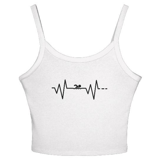 Heartbeat Swimming Swimmer Lifeguard Gift Idea Women's Spaghetti Strap Tank Top