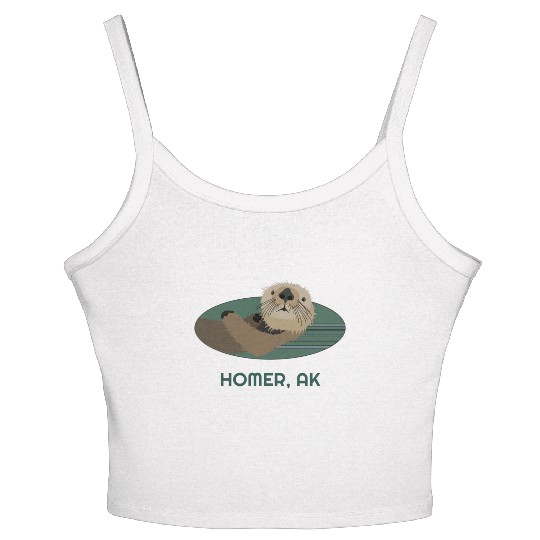 Cute Homer Coast Otter Alaska Resident Fisherman Women's Spaghetti Strap Tank Top