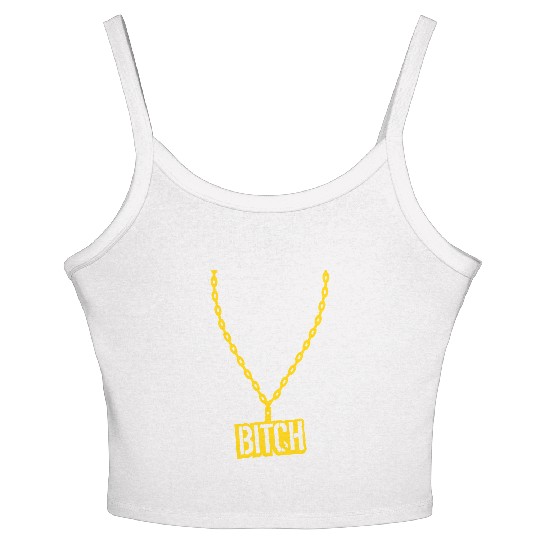 bitch necklace jewelry gold choker fashion beast s Women's Spaghetti Strap Tank Top
