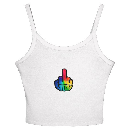Funny Cute Middle Finger Vintage Women's Spaghetti Strap Tank Top - F*ck You