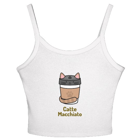 Sweet Coffee Cat Cup Women's Spaghetti Strap Tank Top design