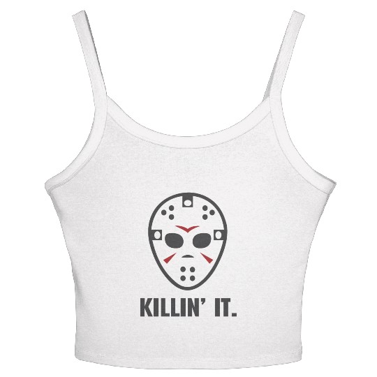 Killin It Friday 13TH Halloween Jason Mask Women's Spaghetti Strap Tank Top