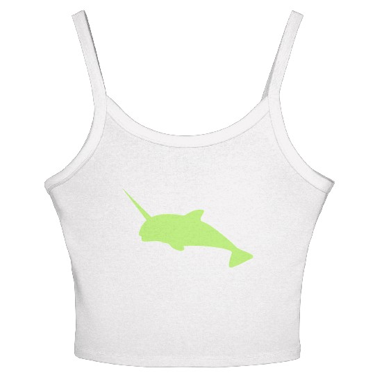 Sharp narwhal in green uniwhale Women's Spaghetti Strap Tank Top
