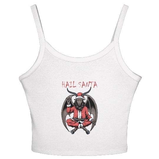Christmas Hail Santa Satanism Goat Baphomet Satan Women's Spaghetti Strap Tank Top