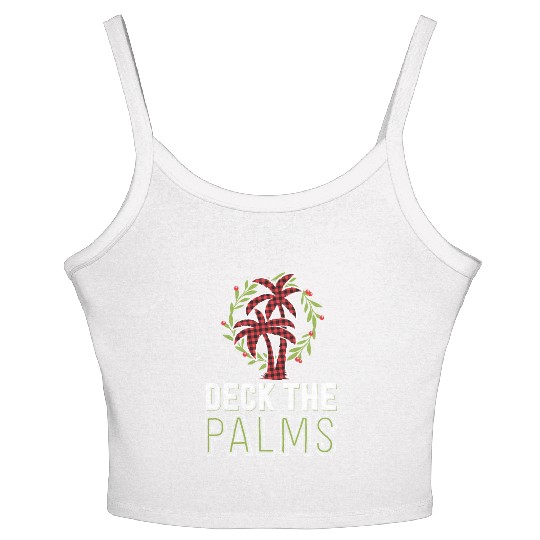 Deck The Palms Tropical Hawaiian Buffalo Plaid Women's Spaghetti Strap Tank Top