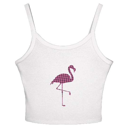 Pink Buffalo Plaid Flamingo Christmas Family Women's Spaghetti Strap Tank Top