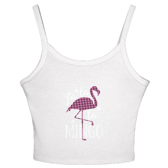 Fa La La Mingo Flamingo Christmas Women's Spaghetti Strap Tank Top Pink