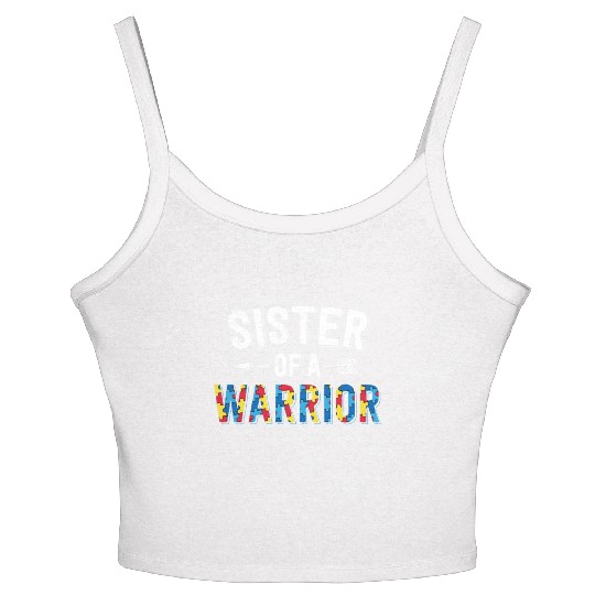 Sister Of A Warrior Family Sis World Autism Women's Spaghetti Strap Tank Top
