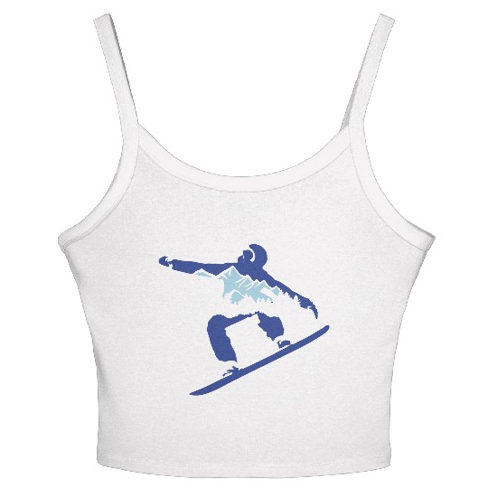 Snowboarding, Snowboarder and Mountains Women's Spaghetti Strap Tank Top