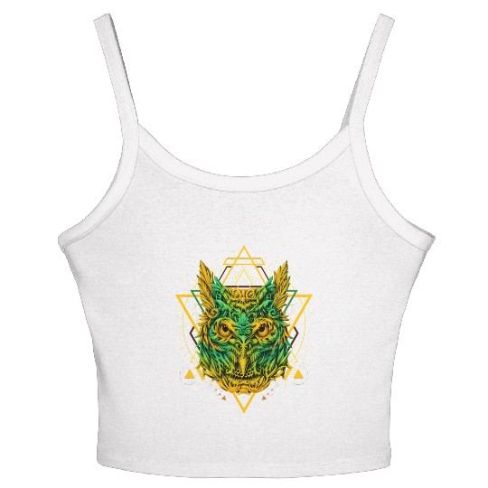 Tribal Owl Women's Spaghetti Strap Tank Top Sacred Geometry Astrology