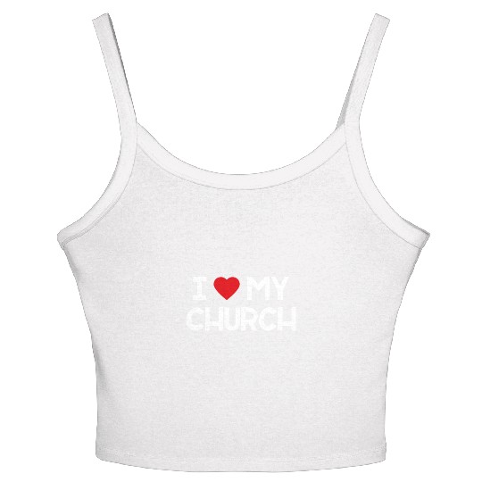 I Love My Church, Heart, Bible, Christian, Women's Spaghetti Strap Tank Top