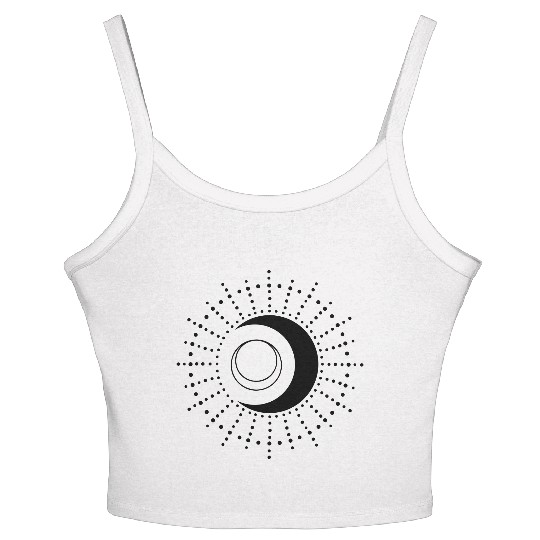 Sun and Moon Crescent Moon Women's Spaghetti Strap Tank Top