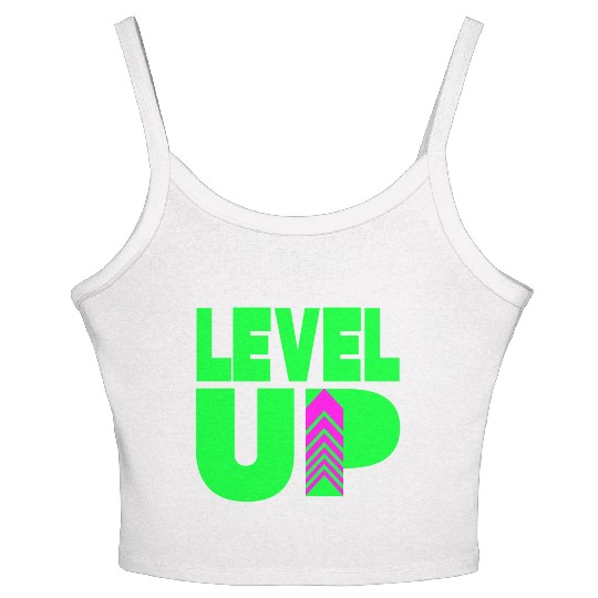 Level Up Neon Green Women's Spaghetti Strap Tank Top