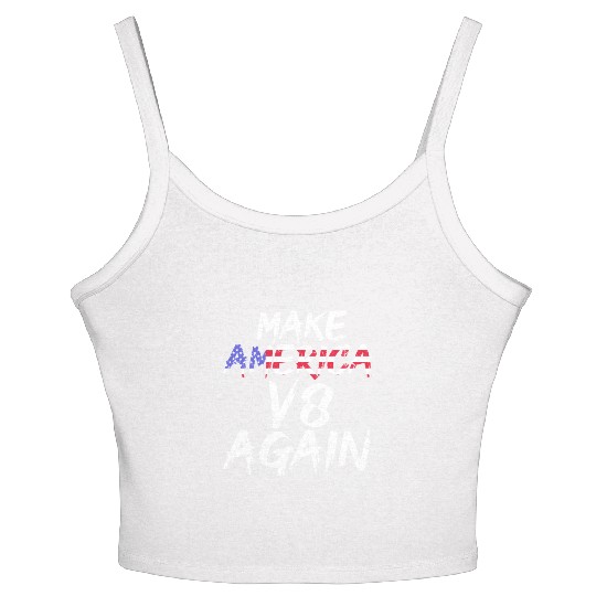 Make America V8 Again Muscle Car Drag Racing Trump Women's Spaghetti Strap Tank Top