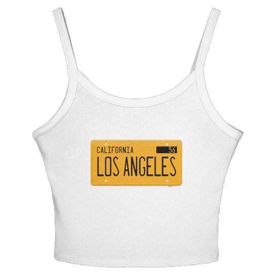 Los Angeles California 1956 yellow license plate Women's Spaghetti Strap Tank Top