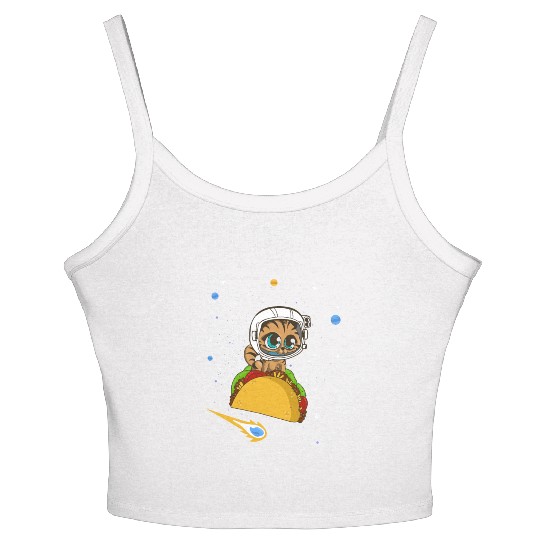 Taco Cat In Space Women's Spaghetti Strap Tank Top Dancing Cat Taco