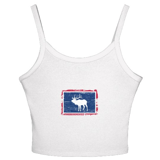 Wyoming Flag Elk Hunting Season For Deer Hunter Women's Spaghetti Strap Tank Top