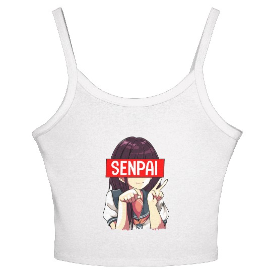 Senpai Anime Girl Japanese Cute Manga Kawaii Women's Spaghetti Strap Tank Top