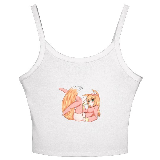 Foxy girl hen Manga Anime Waifu japanese sexy Women's Spaghetti Strap Tank Top