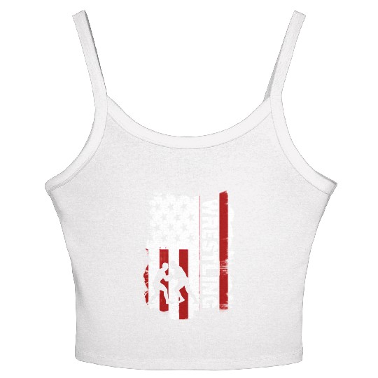 Wrestling American flag Women's Spaghetti Strap Tank Top