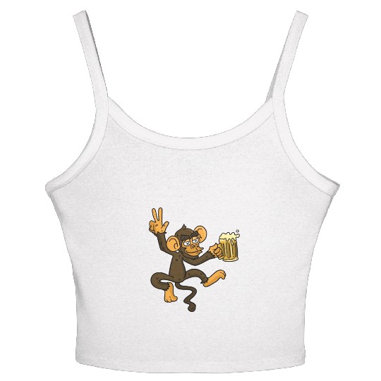 DRUNK MONKEY Beer Women's Spaghetti Strap Tank Top