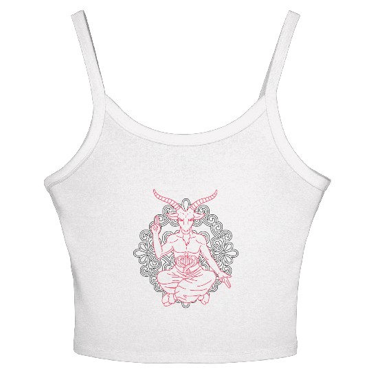 Horned Devil Black Goat Baphomet Tarot Card Satan Women's Spaghetti Strap Tank Top