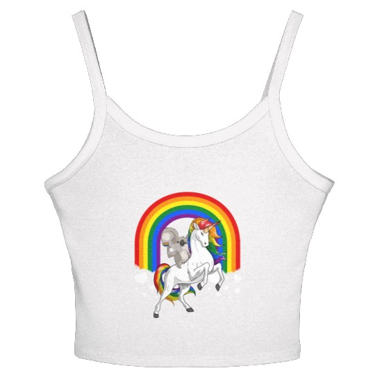 LGBT Koala Bear Riding Unicorn Gay Pride Rainbow Women's Spaghetti Strap Tank Top