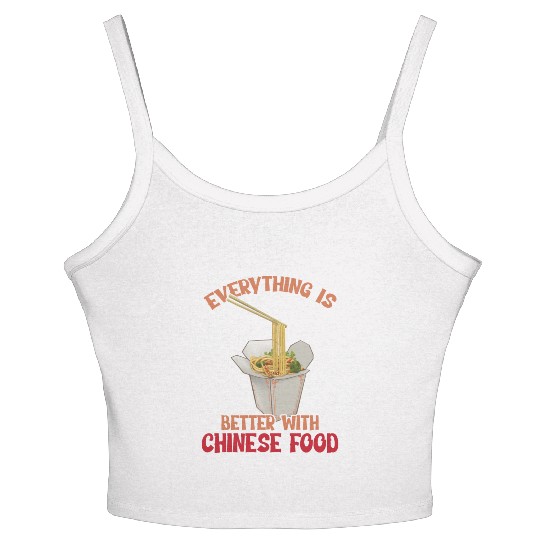Chinese Food Expert Asian eating Noodles Foodie Women's Spaghetti Strap Tank Top