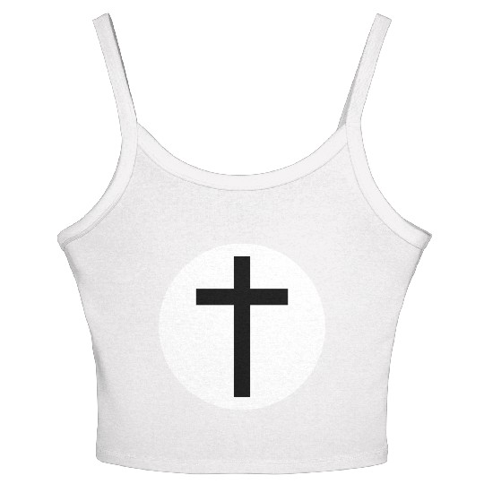 Cross Inside a White Circle Women's Spaghetti Strap Tank Top