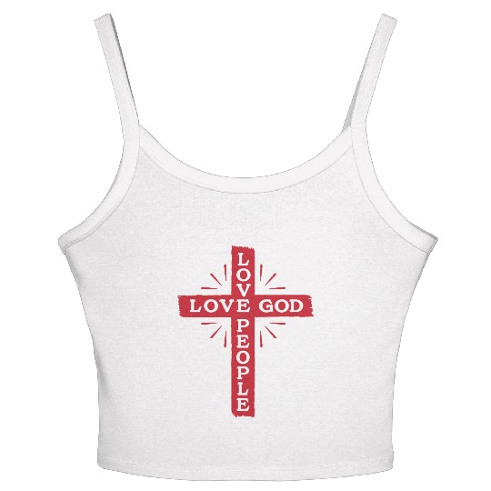 LOVE GOD LOVE PEOPLE - JESUS CROSS Women's Spaghetti Strap Tank Top