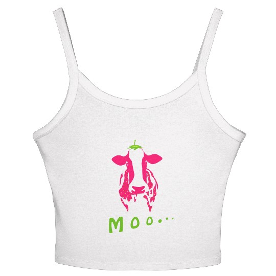Strawberry cow, Strawberry cow pink, pink cow Women's Spaghetti Strap Tank Top