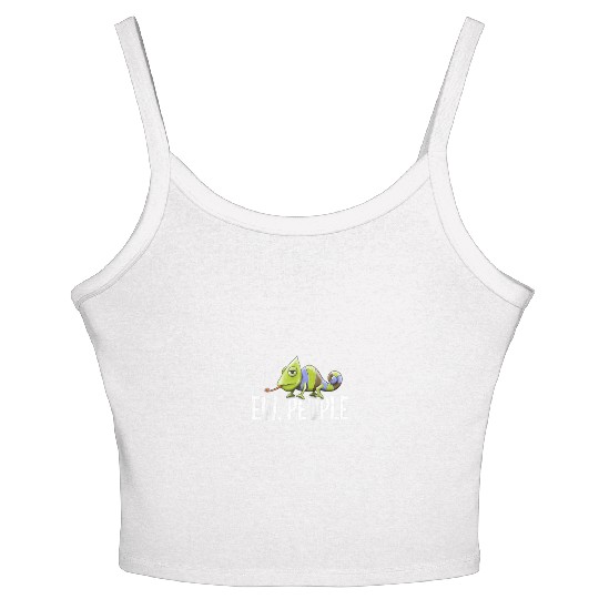 Grumpy Chameleon Lovers Sarcastic Joke Ew People Women's Spaghetti Strap Tank Top
