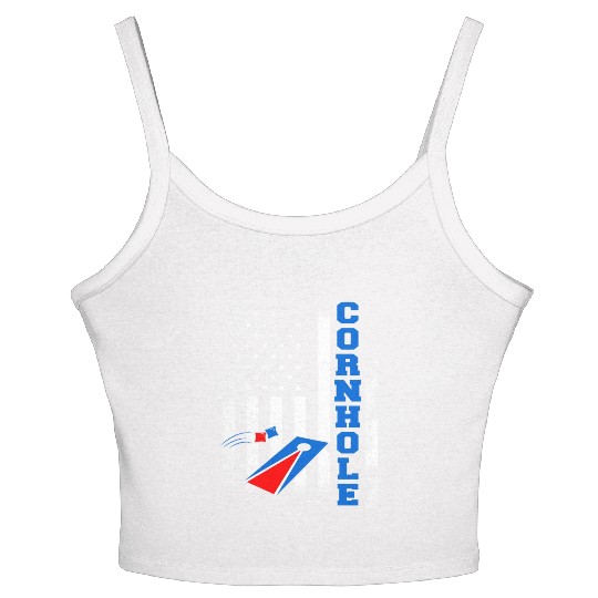 Cornhole Flag US American USA Player Game Bags Women's Spaghetti Strap Tank Top
