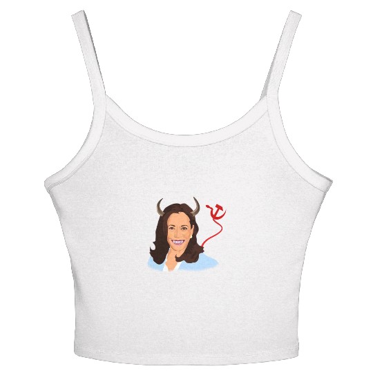 Trump kamala harris monster communist Women's Spaghetti Strap Tank Top