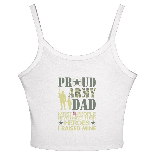 Proud Army National Guard Dad American Flag Women's Spaghetti Strap Tank Top