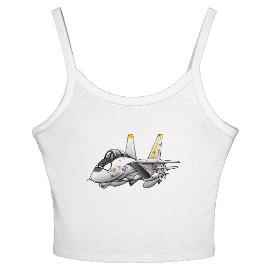 F-14 Tomcat Military Fighter Jet Aircraft Cartoon Women's Spaghetti Strap Tank Top