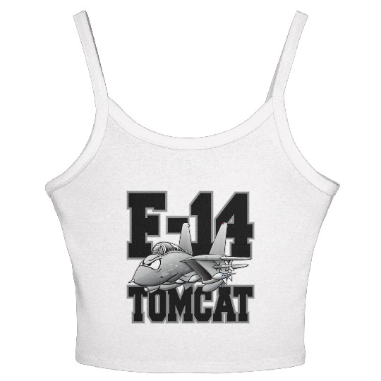 F-14 Tomcat Military Fighter Jet Aircraft Cartoon Women's Spaghetti Strap Tank Top