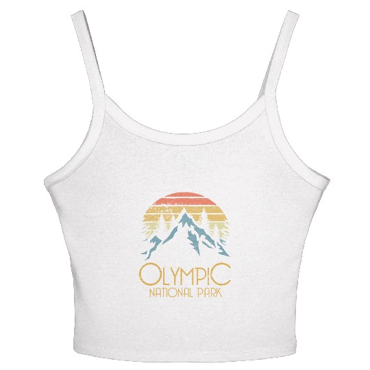 Retro Olympic National Park Washington Mountains S Women's Spaghetti Strap Tank Top