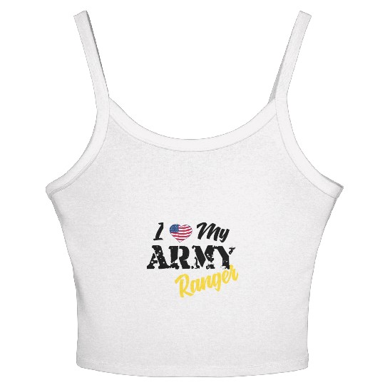 Proud US Army Ranger American Military Family Flag Women's Spaghetti Strap Tank Top