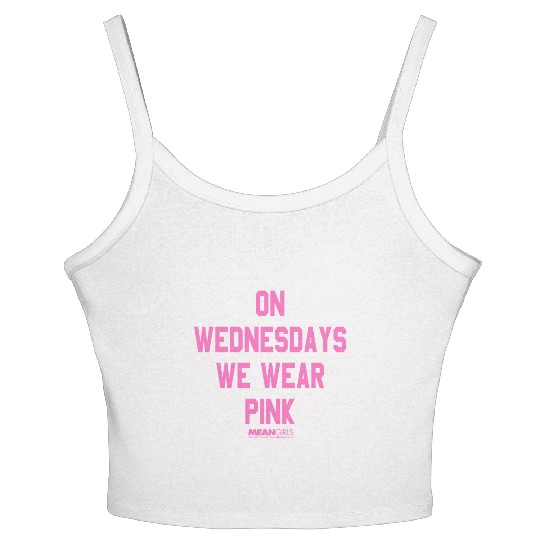 Mean Girls Pink On Wednesday Square Text Women's Spaghetti Strap Tank Top